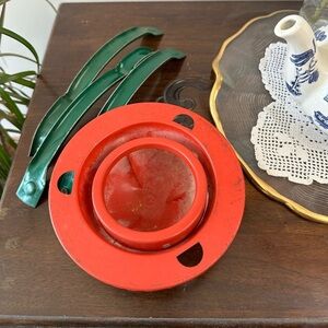 Vintage MCM Red and Green Christmas Tree Stand